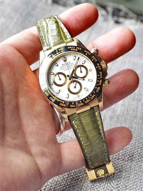 rolex daytona crocodile leather strap|Rolex leather crocodile strap.